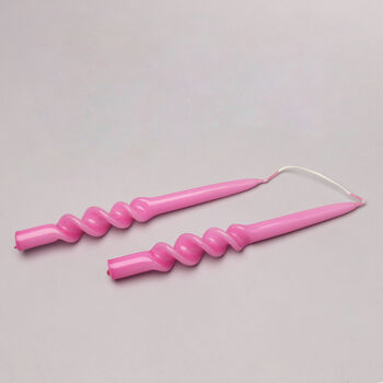 G Decor Set Of Two Pink Hand Dipped Dinner Candles, 2 of 5