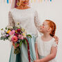 Lace And Tulle Flower Girl Dress With Colour Sash, thumbnail 2 of 5