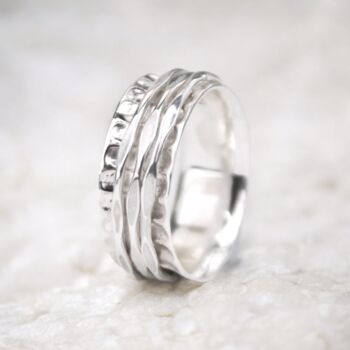 Personalised Hammered Sterling Silver Spinner Ring, 2 of 10