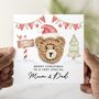 Mum And Dad Crochet Bear Christmas Card, thumbnail 1 of 4