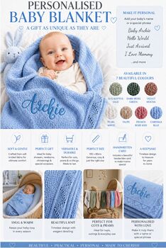 Personalised Baby Blanket Embroidered With Name Soft Customised, 3 of 12