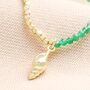 Green Stone Beaded Shell Pendant Necklace In Gold, thumbnail 2 of 3