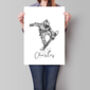 Snowboarder Sketch Style Personalised Poster, thumbnail 3 of 4