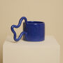 Blue Handmade Ceramic Mug With Wiggle Handle, thumbnail 4 of 6