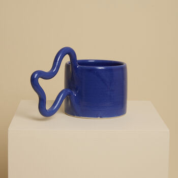 Blue Handmade Ceramic Mug With Wiggle Handle, 4 of 6