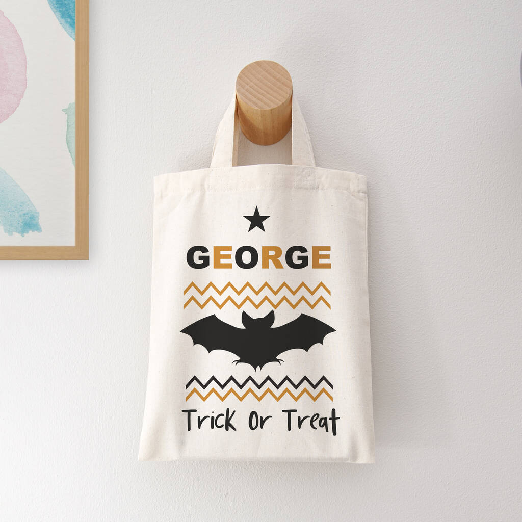 Personalised Cotton Halloween Trick Or Treat Bag, 1 of 12