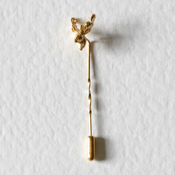 Stag Tie Pin/Twist – Silver/Gold Vermeil Plated, 3 of 4