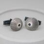 Sterling Silver And Black Cufflinks With Sunburst Motif, thumbnail 5 of 12
