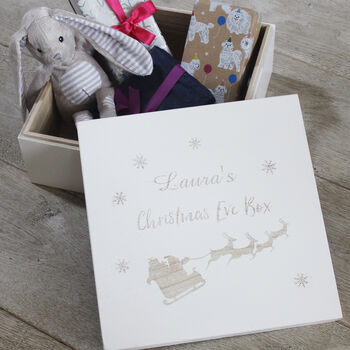 Personalised White Wooden Christmas Eve Box By Lime Tree London | notonthehighstreet.com