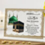 Hajj And Umrah Mubarak Kaaba Illustration With Gold Style Border, thumbnail 1 of 3