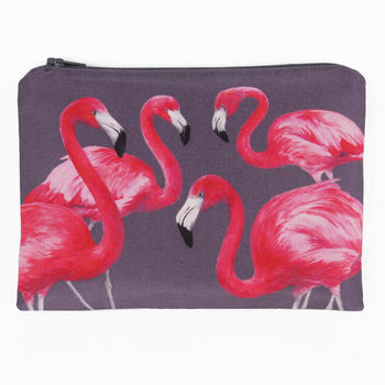 Flock Of Flamingos Printed Silk Zipped Bag, 2 of 5