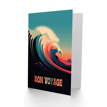 Bon Voyage Great Wave Surf Surfing Goodbye Card, 2 of 4