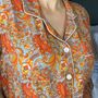 Handmade Silk Pyjamas Long Sleeve Orange Paisley, thumbnail 7 of 12