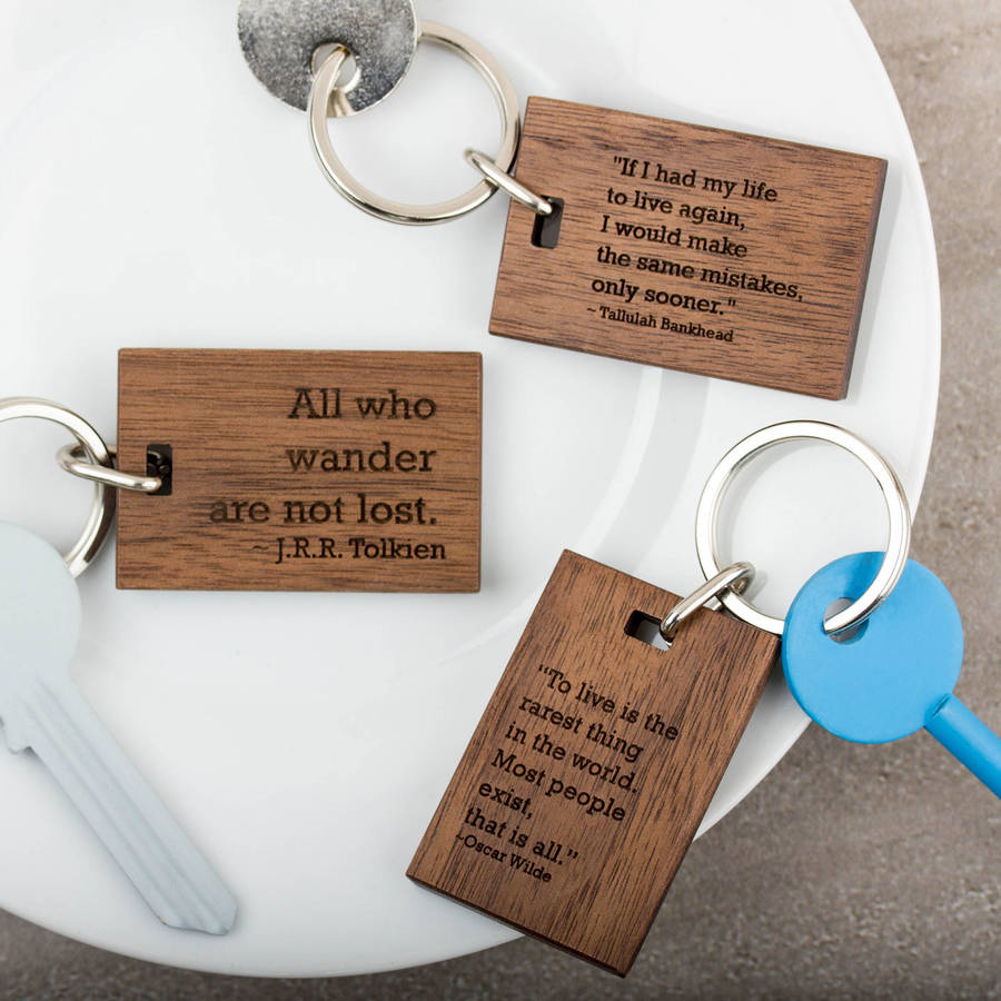 Personalised Wood Keyring Quote