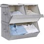 Set Of Three Grey Stackable Storage Boxes With Lids, thumbnail 8 of 9