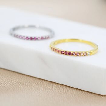 Ruby Red Ombre Half Eternity Ring In Sterling Silver, 3 of 11