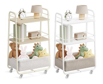 Three Tier Rolling Storage Trolley Fabric Basket, 7 of 7