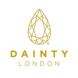 Dainty London Jewellery logo in gold with diamond shape