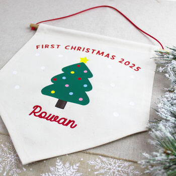 Baby's First Christmas Personalised Decoration Flag, 4 of 7
