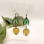 Yellow Flower Statement Drop Earrings For Her, thumbnail 7 of 11
