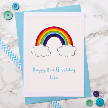 'Rainbow' Handmade 2nd Birthday Card, 3 of 5