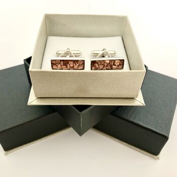 Oblong Silver And Copper Cufflinks, 4 of 5