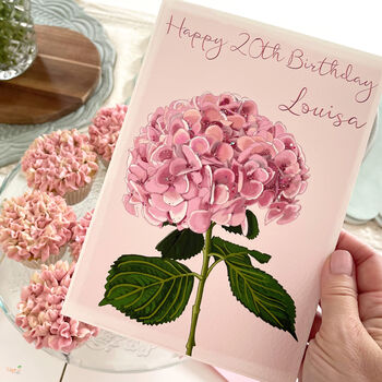Personalised Hydrangea Age Birthday Card, 6 of 8