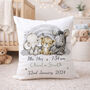 Children Personalised Safari Theme Birth Details Printed Cushion, thumbnail 1 of 4