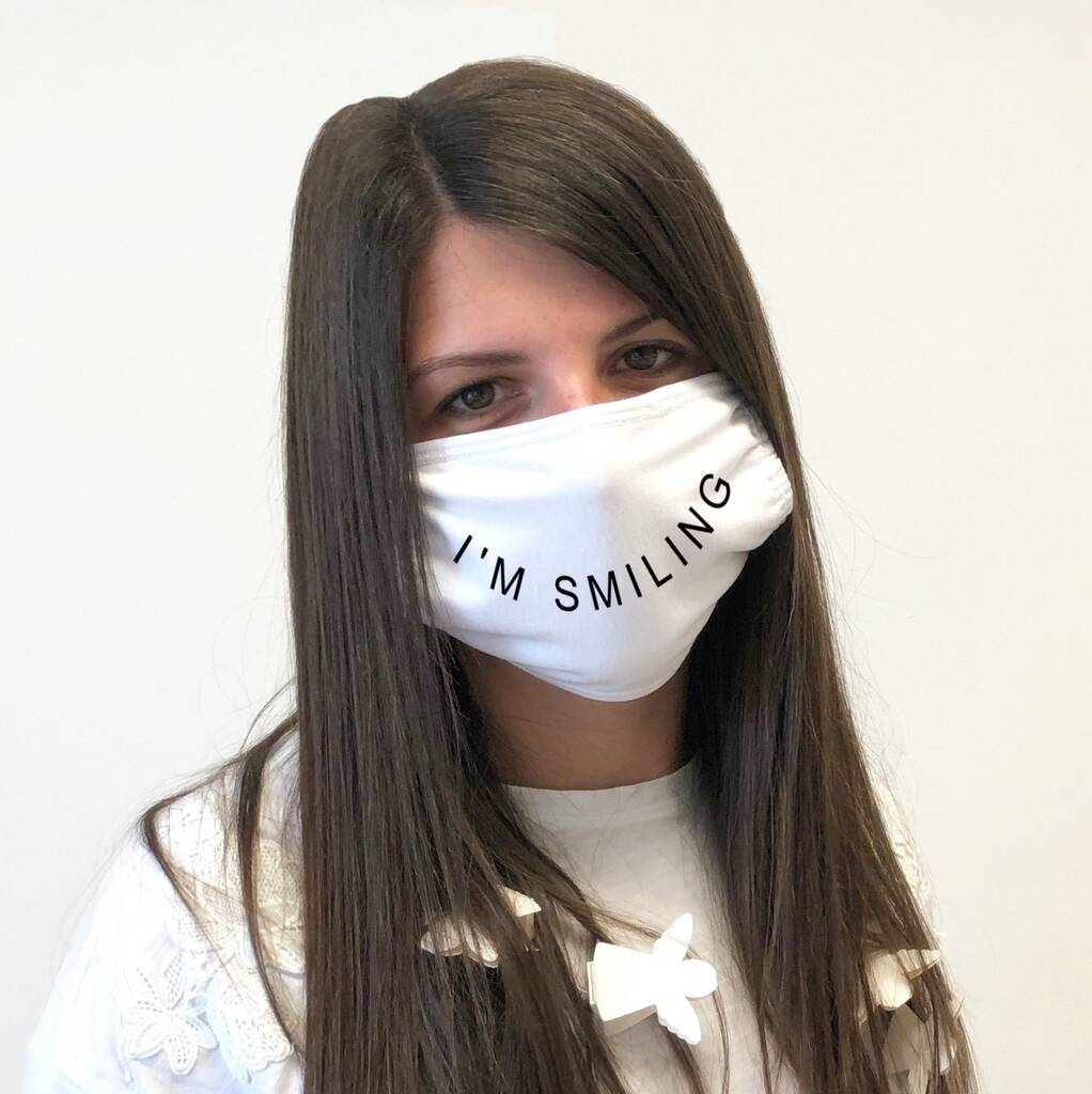 Download I'm Smiling Reusable Washable Face Mask By The Hummingbird ...