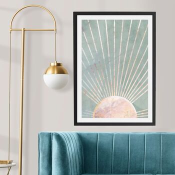 Boho Sun Green Marble Gold Wall Art Print, 2 of 8