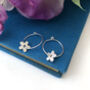 Thank You Teacher Sterling Silver Mini Textured Flower Hoop Earrings, thumbnail 7 of 12