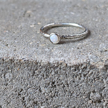 Silver Opal Stacking Ring Size L Other Sizes Available, 6 of 10