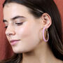 Gold And Pink Large Hoop Earrings, thumbnail 2 of 3