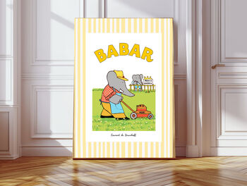 Babar Set Of Two Stripy Gardening Nursery Art Prints, 3 of 4