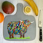 Bright Highland Cow On Grey Medium Chopping Board, thumbnail 1 of 2