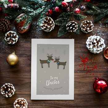 'Uncles' Christmas Greetings Card Reindeer, Gay Uncles, 3 of 10