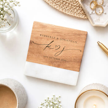 Personalised Marble Coaster Wedding Gift, 4 of 6