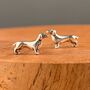 Solid Silver Dachshund Dog Stud Earrings, thumbnail 1 of 4