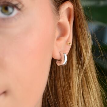 Gold Misshapen Huggie Hoop Earrings, 7 of 9
