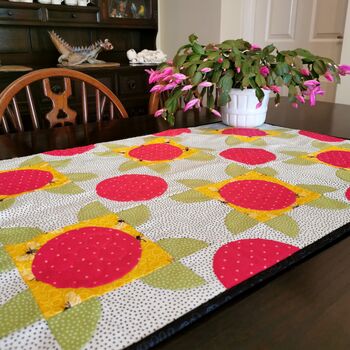 Vibrant Pink Patchwork Table Runner With Bumblebees, 2 of 8