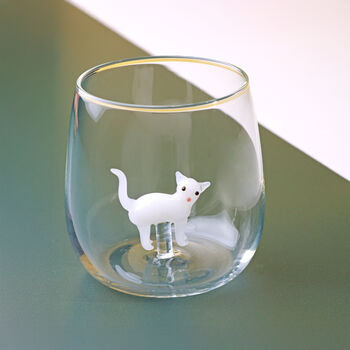G Decor Handmade Curious And Playful Cats Glass Tumbler, 2 of 5