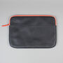 Black Leather Laptop Case With Orange Zip, thumbnail 2 of 6