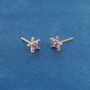 Pink Tourmaline October Birthstone Flower Stud Earrings, thumbnail 7 of 8