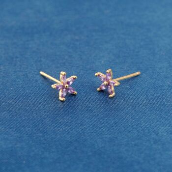 Pink Tourmaline October Birthstone Flower Stud Earrings, 7 of 8