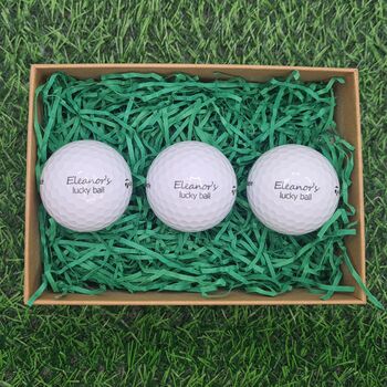 Three Branded Golf Balls Personalised With ''.. ..'S Lucky Ball!'', 4 of 6