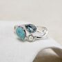 Larimar, Blue Topaz And Freshwater Pearl Trio Ring, thumbnail 3 of 8