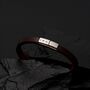 Brown Leather Bracelet With Custom Messafe, thumbnail 1 of 8