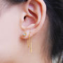 Raw Diamond Rose/Gold Plated Silver Threader Earrings, thumbnail 3 of 5
