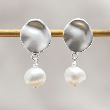 Sterling Silver Or Gold Plated Pearl Disc Earrings, 2 of 7