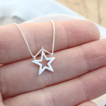 Silver Star Necklace. Geometric Pendant, 5 of 12